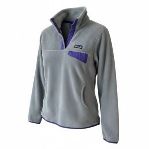 Patagonia Sweater Women M Gray T Snap Fleece Snap Pullover Gorpcore Hiking Cozy